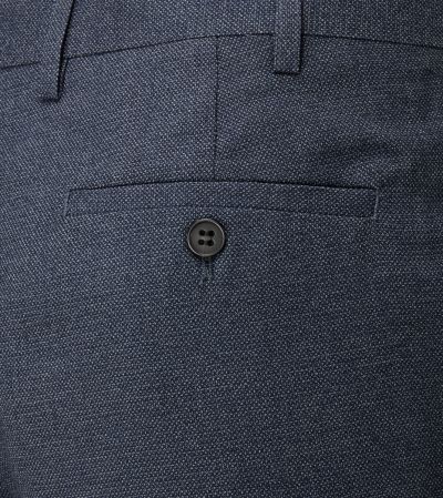 Harcourt Tailored Suit Trousers Blue Tweed Effect