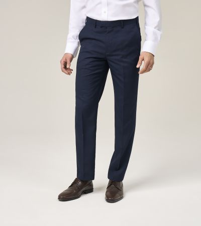 Harcourt Tailored Suit Trousers Navy Blue Tweed Effect