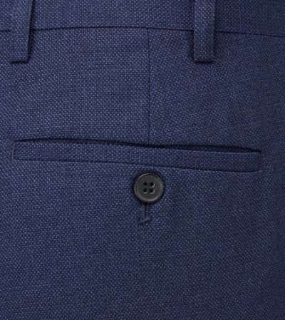 Harcourt Tailored Suit Trousers Navy Blue Tweed Effect