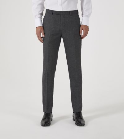 Harcourt Slim Suit Trousers Grey Tweed Effect