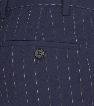 Declan Suit Tapered Slim Trousers Navy Blue Pinstripe