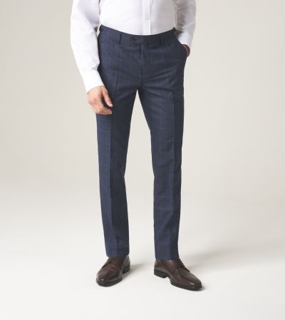 Anello Suit Slim Tapered Trousers Blue Check