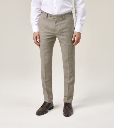 Jude Suit Slim Tapered Trousers Stone Grey Tweed Herringbone