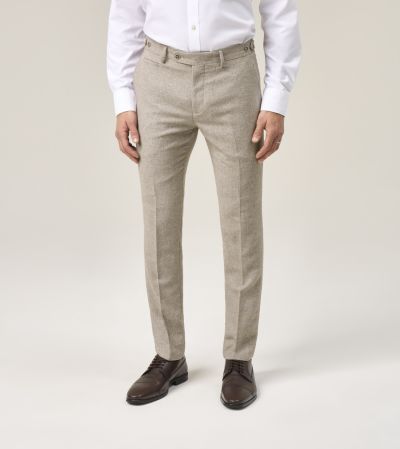 Jude Suit Slim Tapered Trousers Stone Grey Tweed Herringbone