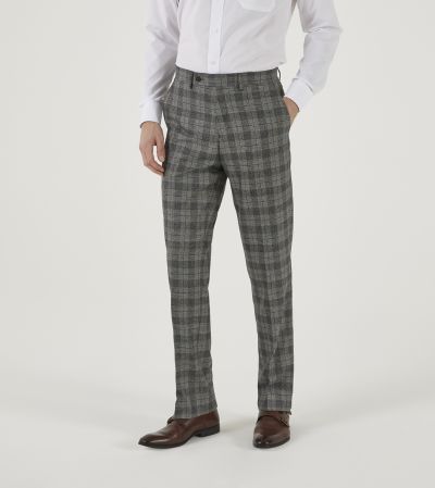 Tatton Suit Slim Tapered Trousers Grey / Brown Check