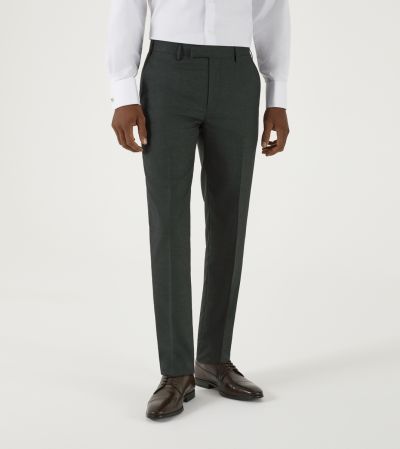Harcourt Slim Tapered Suit Trousers Green Tweed Effect