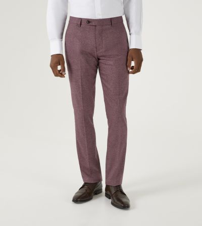 Jodrell Suit Slim Tapered Trousers Berry Marl Tweed Effect