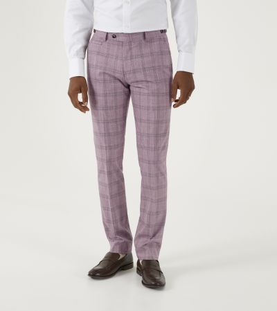 Alberto Suit Slim Tapered Trouser Berry Check