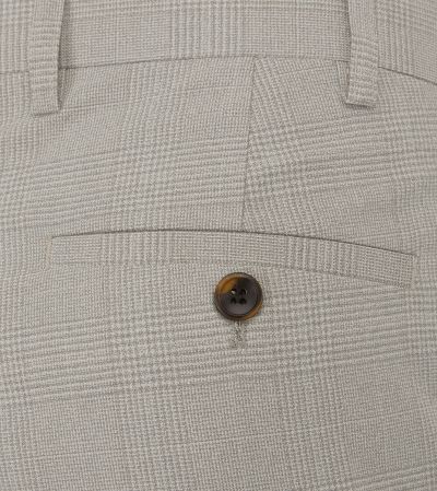 Charlie Suit Slim Tapered Trousers Stone Beige Check
