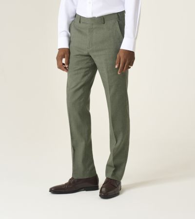 Calvados Linen Blend Suit Tapered Slim Trouser Sage Green