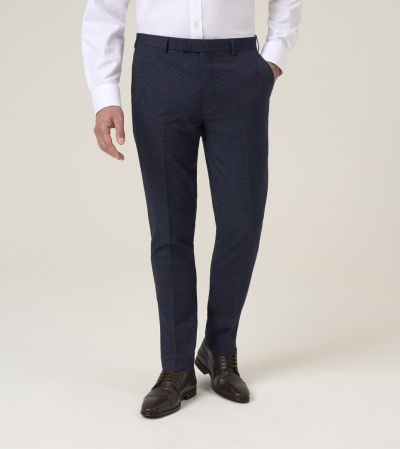 Boyd Suit Tapered Trousers Navy Blue Puppytooth