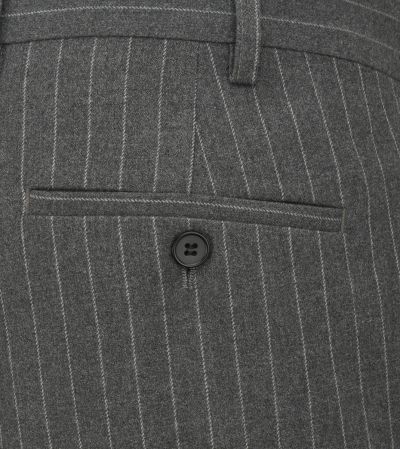 Cassius Tapered Suit Trousers Grey Chalk Stripe