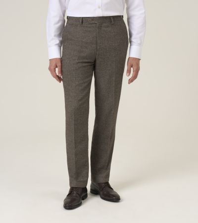 Jude Suit Slim Tapered Trousers Fawn Brown Tweed Herringbone