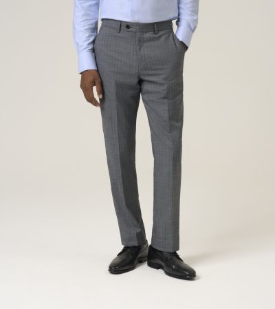 Austin Herringbone Grey / Blue Stripe Suit Tapered Trousers