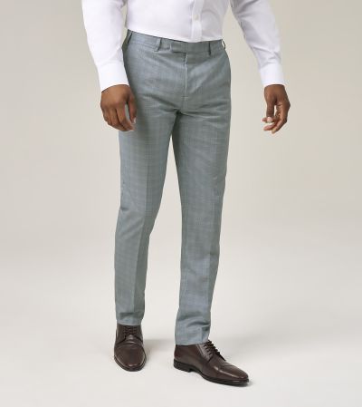 Arlen Suit Slim Tapered Trousers Light Blue Check