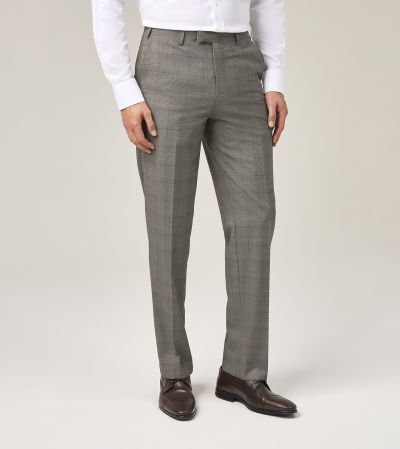 Maron Suit Tailored Trousers Stone Check