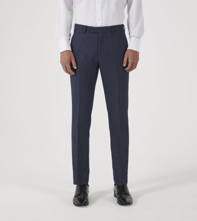 Harcourt Slim Suit Trousers Blue Tweed Effect