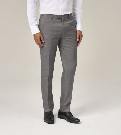 Harcourt Slim Tapered Suit Trousers Silver Grey Tweed Effect