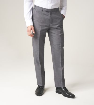 Harcourt Tailored Suit Trousers Silver Grey Tweed Effect