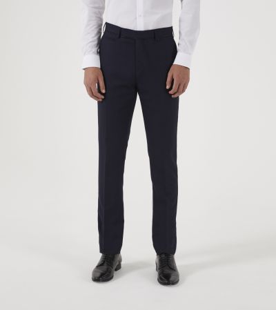 Newman Suit Slim Trousers Navy Blue Check