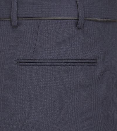 Newman Suit Slim Trousers Navy Blue Check