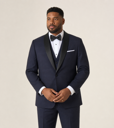 Newman Tailored Dinner Suit Navy Blue Check