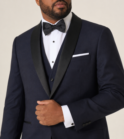 Newman Tailored Dinner Suit Navy Blue Check