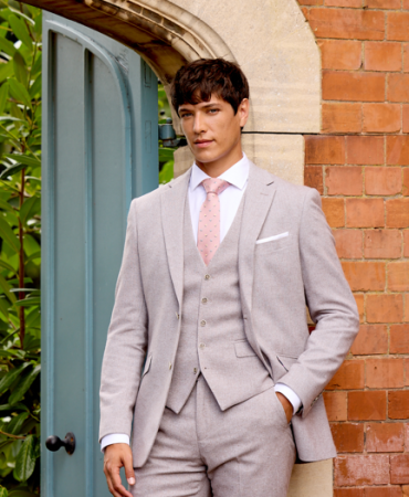 Jude Tailored Suit Stone Grey Tweed Herringbone
