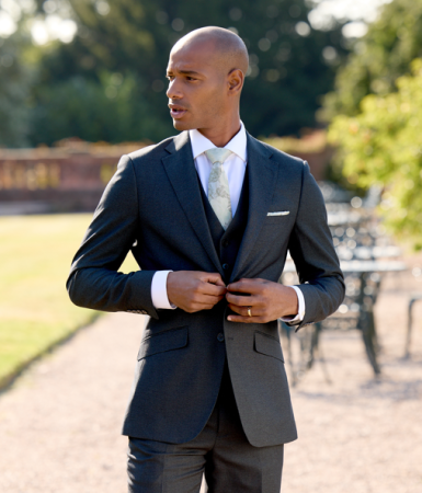 Harcourt Tailored Suit Green Tweed Effect