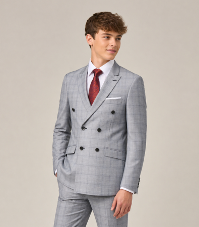 Anello Tailored Double Breasted Suit Grey Check