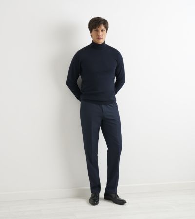 Russ Merino Blend Roll Neck Jumper Navy Blue