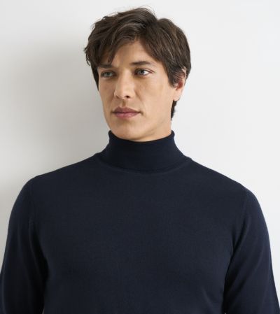 Russ Merino Blend Roll Neck Jumper Navy Blue
