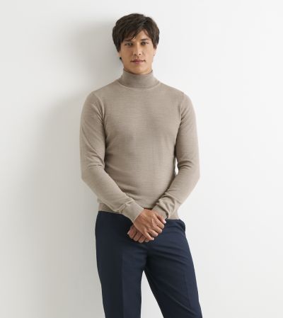 Russ Merino Blend Roll Neck Jumper Oatmeal