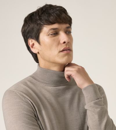 Russ Merino Blend Roll Neck Jumper Oatmeal