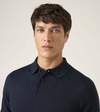 Brad Merino Blend Polo Shirt Navy Blue