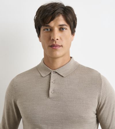 Brad Merino Blend Polo Shirt Oatmeal