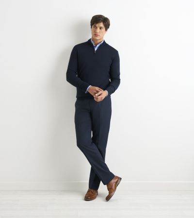 Miles Merino Blend 1/4 Zip Jumper Navy Blue