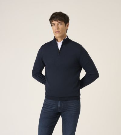 Miles Merino Blend 1/4 Zip Jumper Navy Blue