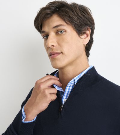 Miles Merino Blend 1/4 Zip Jumper Navy Blue
