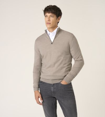Miles Merino Blend 1/4 Zip Jumper Oatmeal