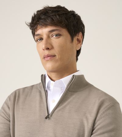 Miles Merino Blend 1/4 Zip Jumper Oatmeal