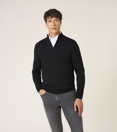 Miles Merino Blend 1/4 Zip Jumper Black