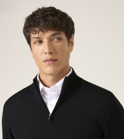 Miles Merino Blend 1/4 Zip Jumper Black