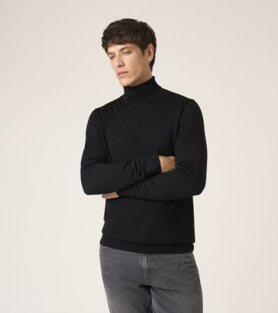Russ Merino Blend Roll Neck Jumper Black