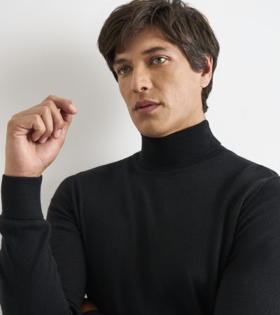 Russ Merino Blend Roll Neck Jumper Black