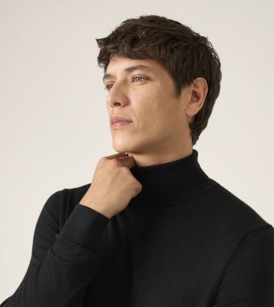 Russ Merino Blend Roll Neck Jumper Black