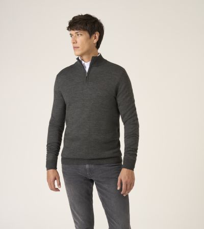 Miles Merino Blend 1/4 Zip Jumper Charcoal Grey