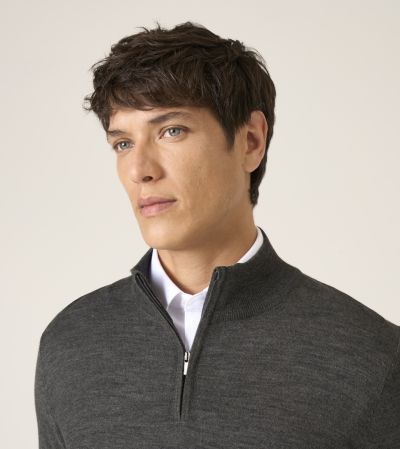 Miles Merino Blend 1/4 Zip Jumper Charcoal Grey