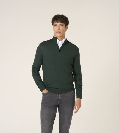 Miles Merino Blend 1/4 Zip Jumper Forest Green