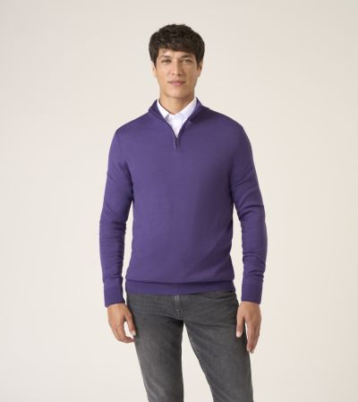 Miles Merino Blend 1/4 Zip Jumper Violet Purple